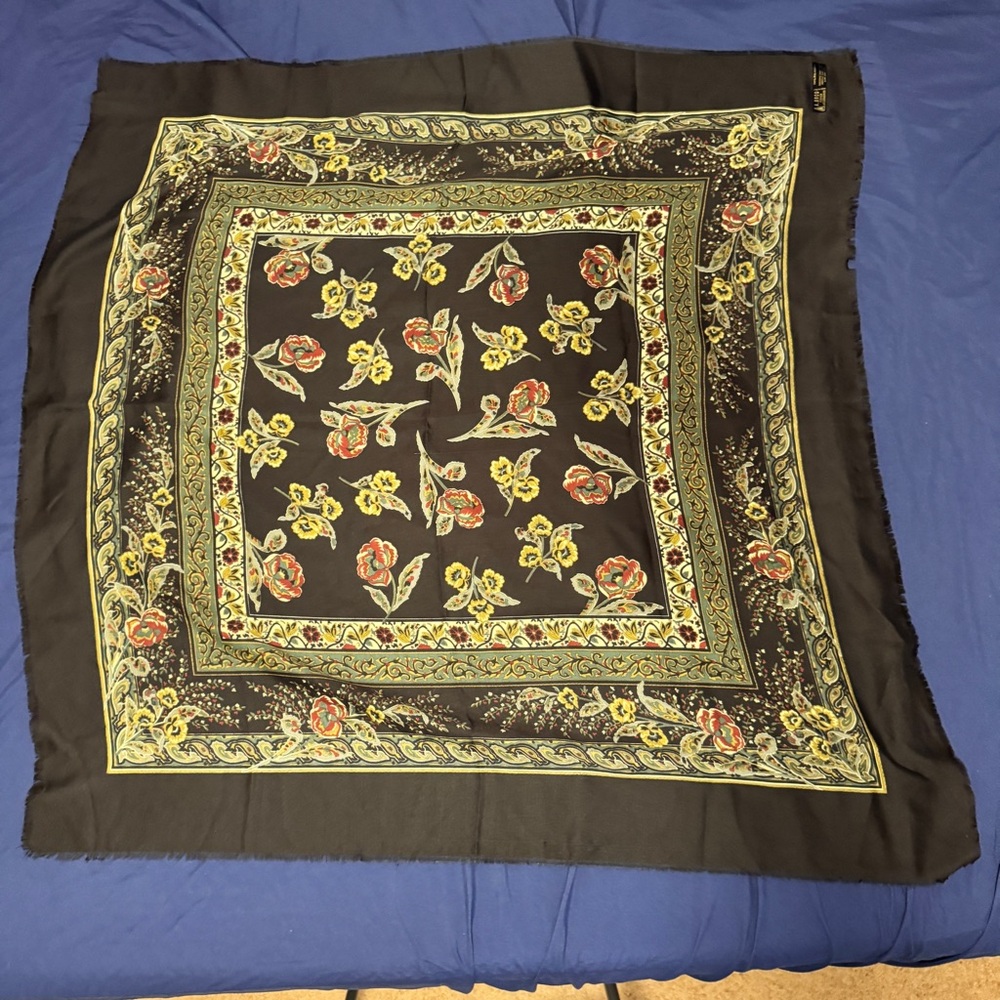A. Brod Black Scarf with Floral Design [Clothing 452]
